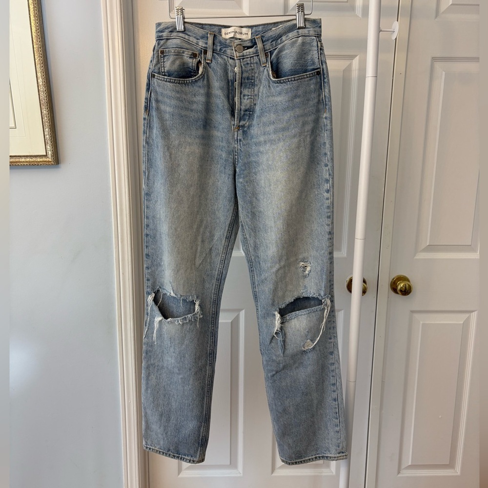 Aritzia Denim Forum Joni High Rise Loose Blue Distressed Jean Size 26 Cotton - Picture 11 of 14